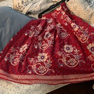 Vintage Cotton Flared Skirt Bright Floral